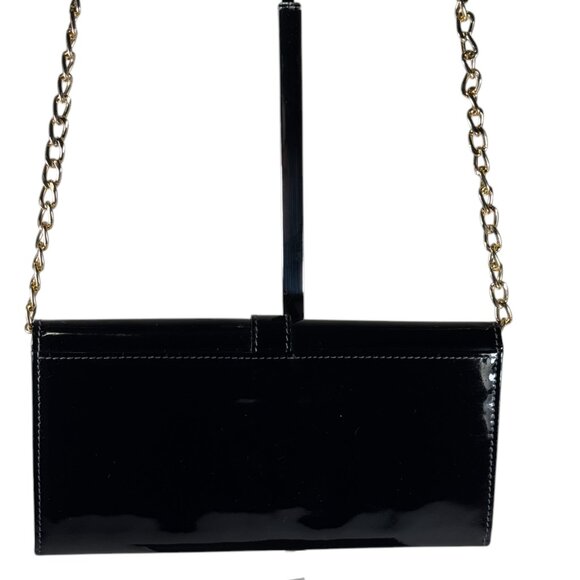 SALVATORE FERRAGAMO BLACK PATENTED LEATERH BLACK SHINNING CONTINENTAL WALLET - Picture 2 of 11